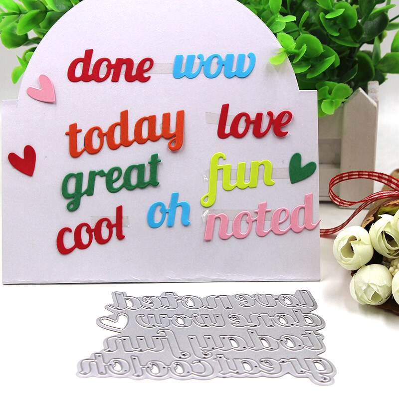 Stora hej kärleksbrev metall skärformar stenciler mall för scrapbooking kort album prägling dekor diy metall hantverk: 07127