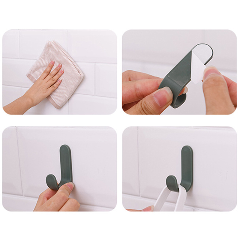 4pcs/set Towel Hooks Plastic Door Hangers Self Adhesive Wall Hangers Hat Racks Keys Hanger wall organizer Home Decor key holder