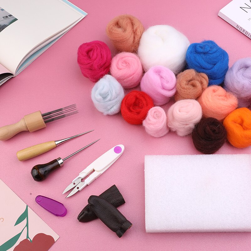 IMZAY-Kit de fieltro de aguja 2g/3g, materiales de tela de fibra de lana, herramientas, conjunto de accesorios, paquete artesanal hecho a mano para principiantes