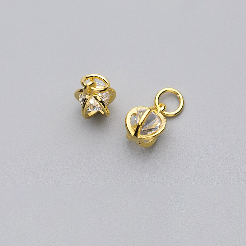 Meetsoft Sekretariat 925 Sterling silber hohlkugel-zirkonia-anhänger, speziell für diy handgefertigten feinen schmuck, halskette, schickes accessoire
