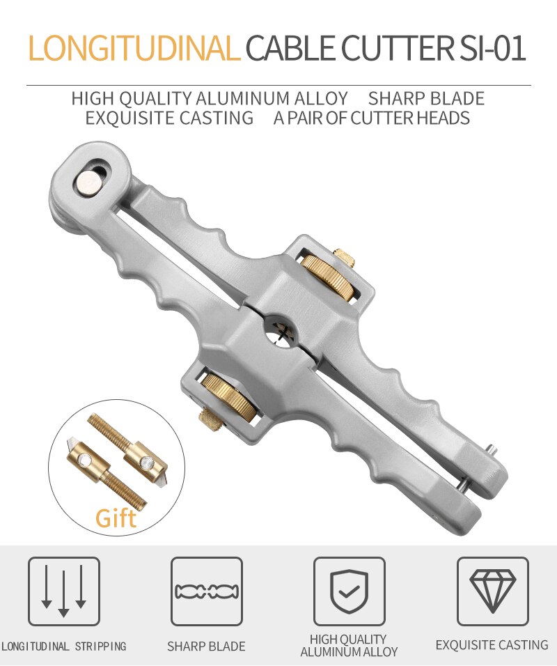 2 In 1 Fiber Optic Stripper/Longitudinale Opening Mes/Schede Kabel Slitter SI-01 Voor Ftth