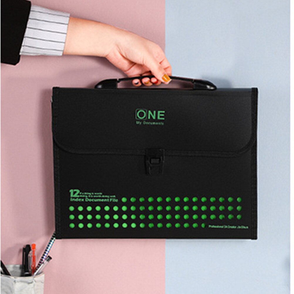 12 Pockets Accordion Expandable File Folder With Handles Portable A4/A5 Letter Size Business Office File Document Organizer PP