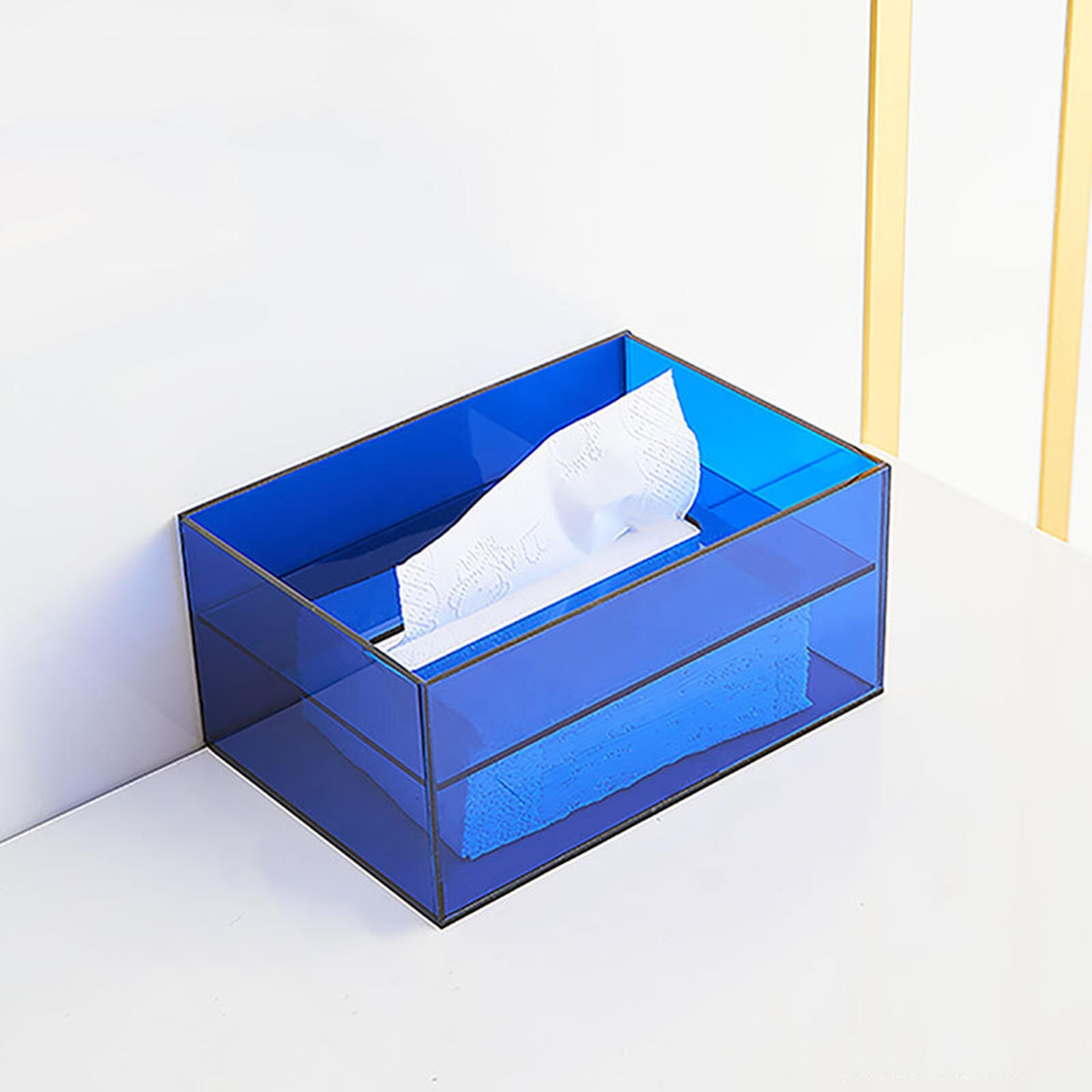 Facial Tissue Dispenser Box Portable Rectangle Storage Modern Accessories Acrylic Tissue Box Toilet Paper Box for Bathroom Home: Blue