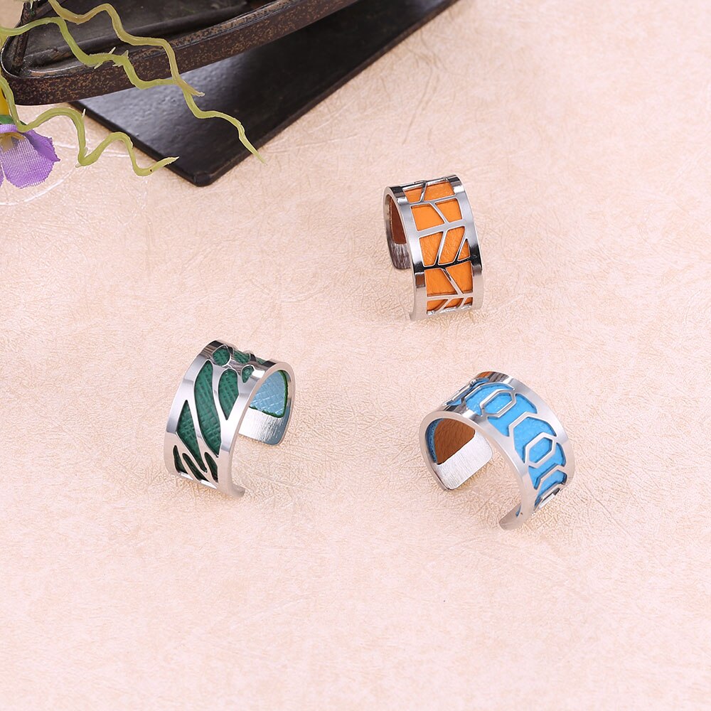 Cremo Open Resizable Rvs Ring Voor Vrouwen Verwisselbare Lederen Ring Bijoux Bagues Giet Femme Anillos