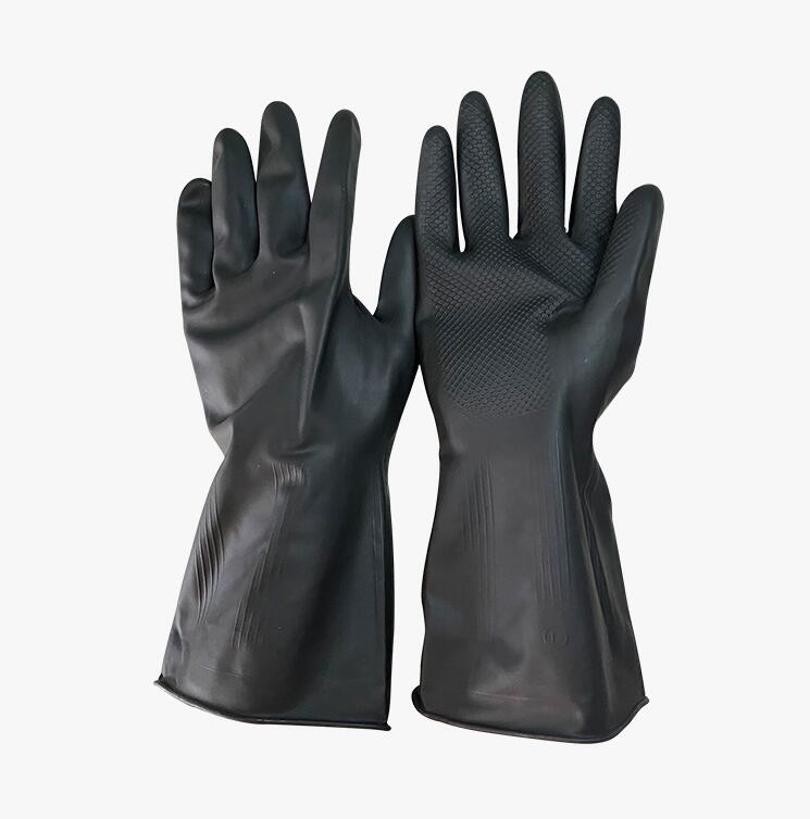 Thickened Acid Alkali Resistant Gloves Safety Industrial Latex Gloves for Workplace Chemical Garden Dish-washing Dusting: black / L