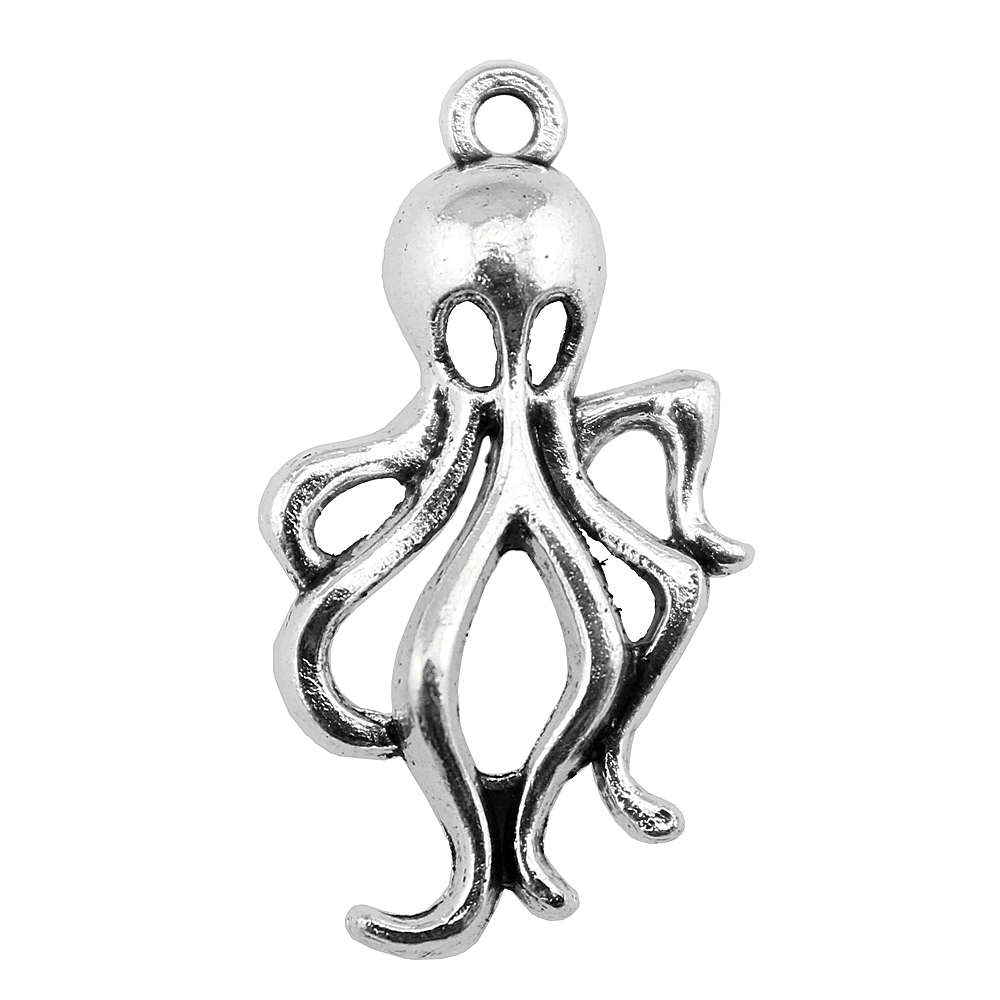 Wysiwyg 10 Stuks 32X17Mm Hanger Octopus Octopus Charm Hangers Voor Sieraden Maken 2 Kleuren Inktvis Hangers