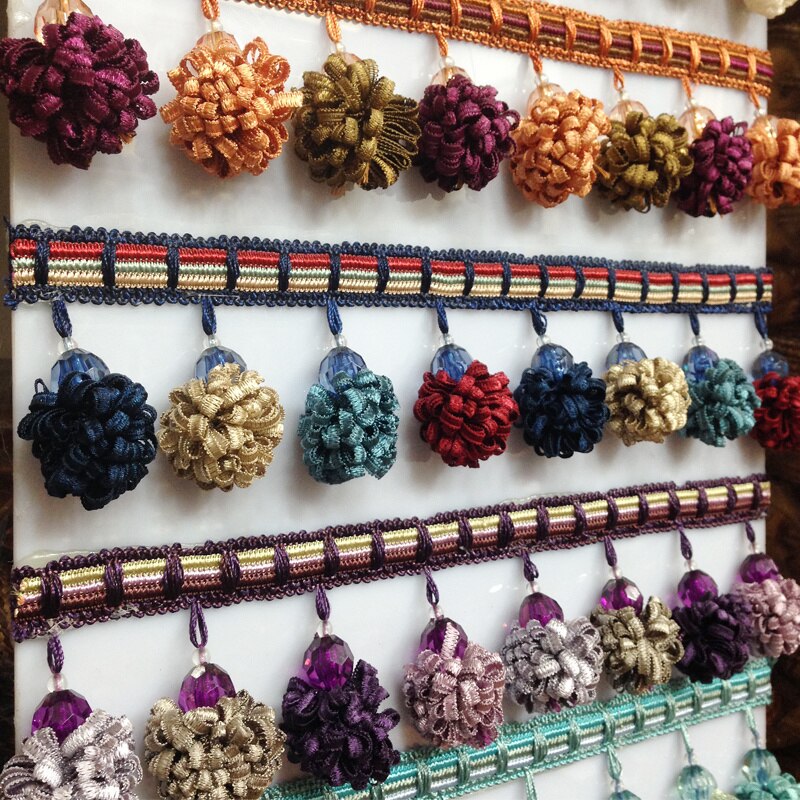 1M Pom Pom Trim Ball Fringe Lint Gordijn Kant Stof Pompom Ballen Kwastje Franjes Trim Kralen Diy Kant Ambachten naaien Accessoires