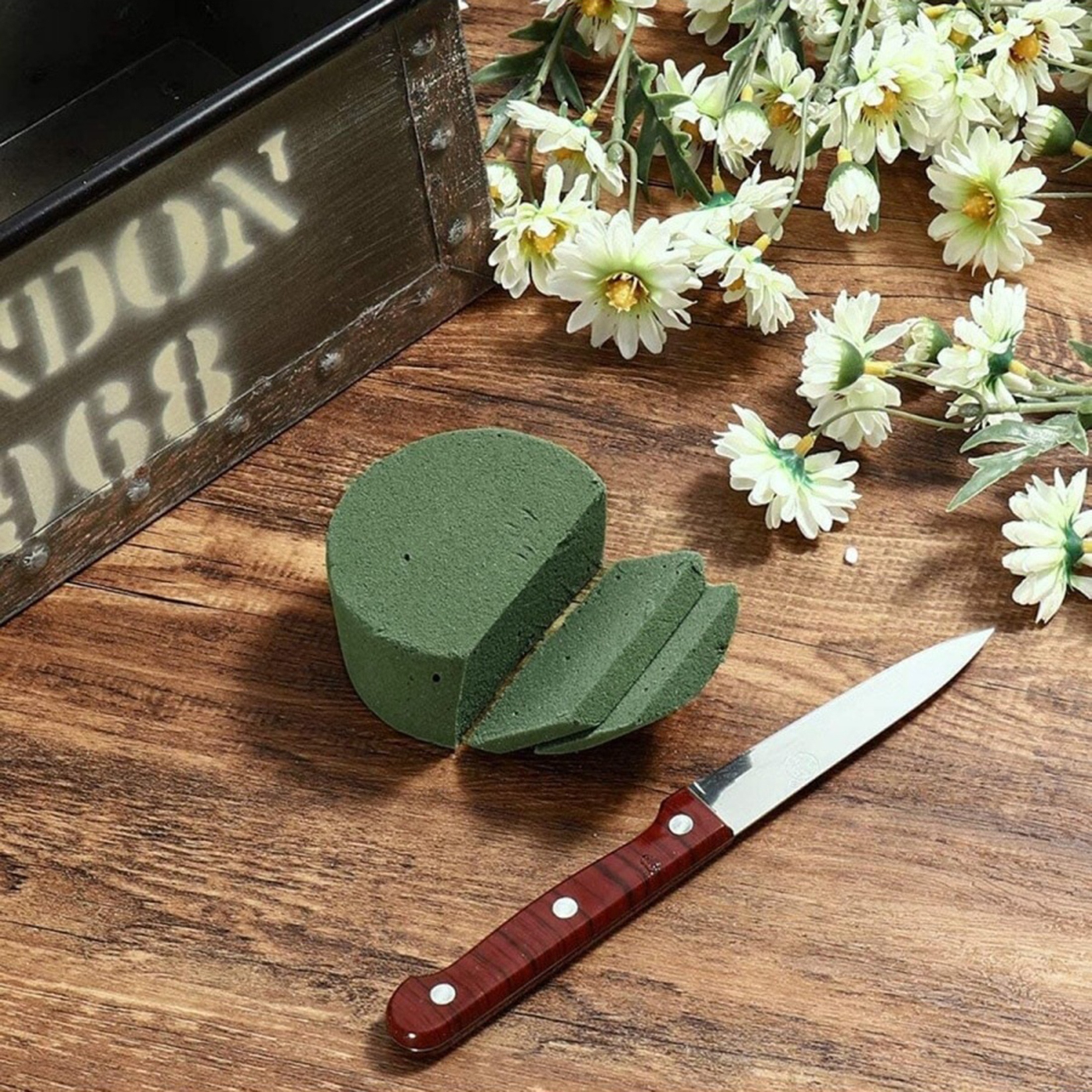 Espuma floral verde, tijolo de espuma floral redondo de 10 peças, blocos de espuma floral seca, lama de flor artificial kit de arranjo de flores diy