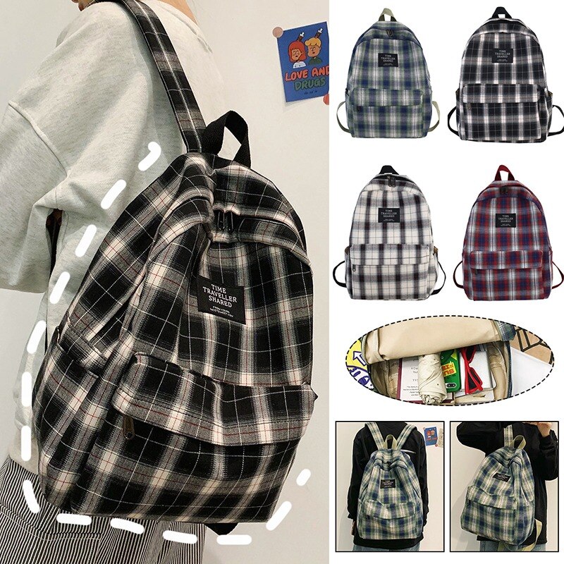 Eenvoudige Gestreepte Rugzakken Vrouwen Leuke Student Plaid Schooltas Voor Tiener Meisjes Harajuku Vrouwelijke Mode Reizen Laptop Rugzak