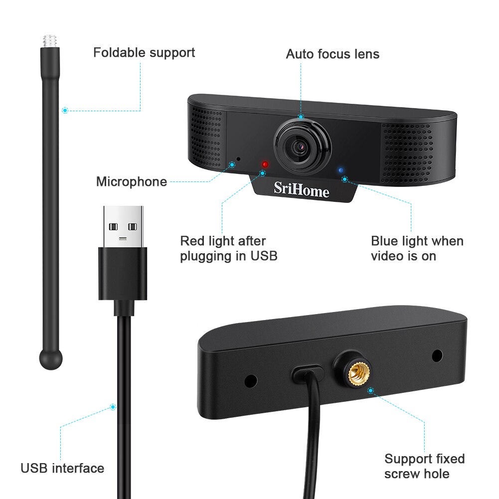 1080p hd webbkamera konferens videosamtal datorkamera med mikrofon för dator pc bärbar stationär dator