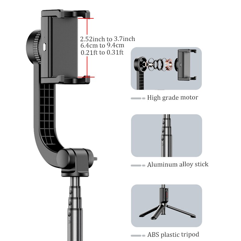 BFOLLOW Vlog Antivibración estabilizador enfoque inteligente Bluetooth Selfie Stick para teléfono celular Android por debajo de ISO 13,4 Video cardán