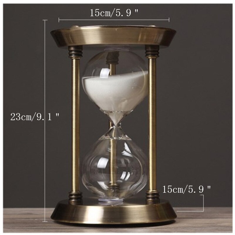 Retro metal timer sand ur desktop håndværk glas timeglas 15/30/60 minutter runde timing hjemmeindretning