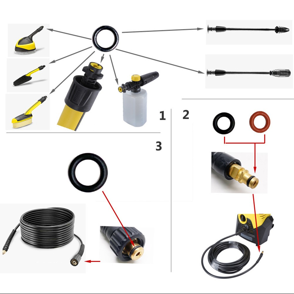 Voor Karcher K2 K3 K4 K5 K6 K6 K7 Hogedrukreiniger Mondstuk O Ring Afdichting Set 2.640-729.0 Power Equipment O Rubberen Ringen Wasgereedschap
