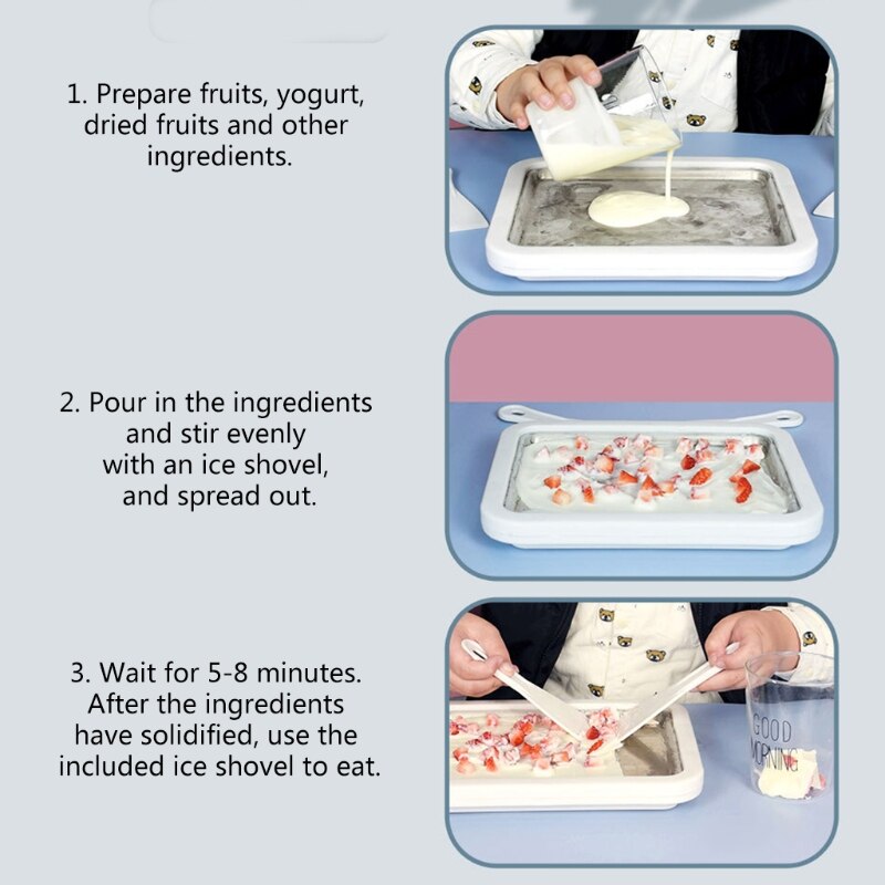 D0AB Ice Cream Maker W/ 2 Ice Cream Spades DIY Mini Ice Cream Machine for kids Family