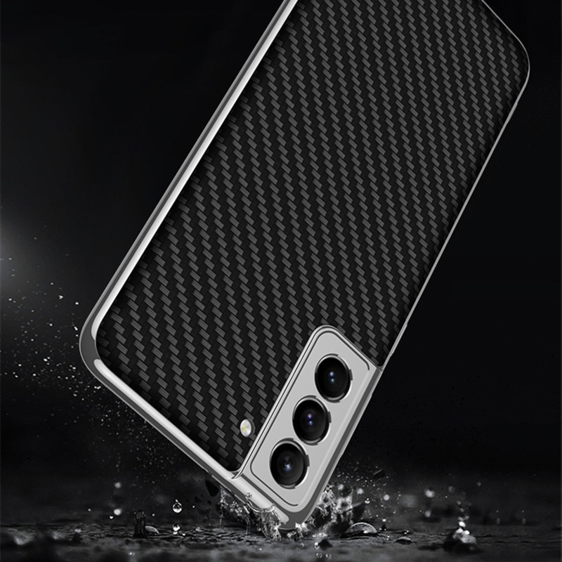 Luxury Plating Leather Texture Case for Samsung Galaxy S21 Ultra S21 Plus 5G Cover Hard Protective Phone Case Anti-Konck Coques