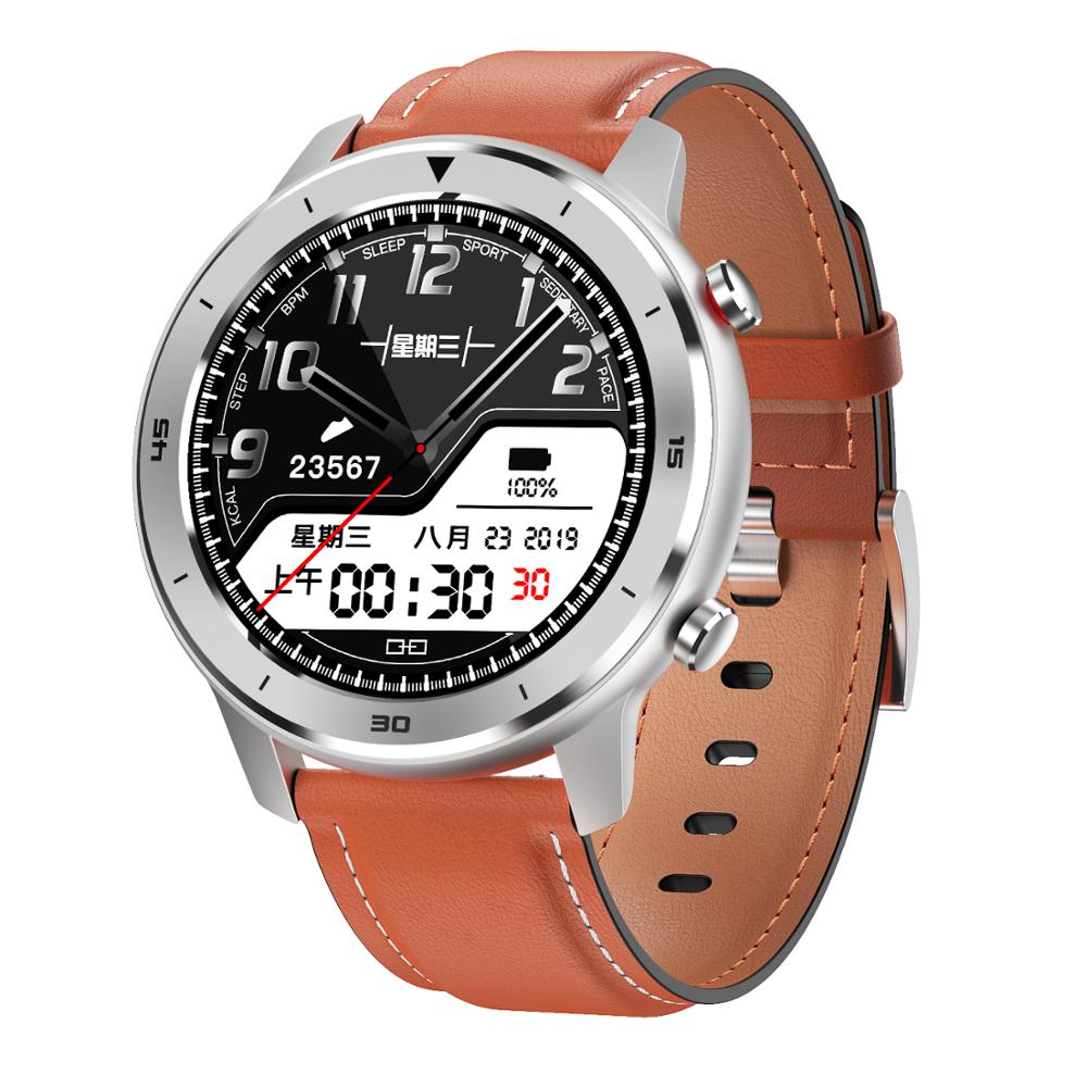 MAFAM DT78 Smart Watch Men Heart Rate Blood Pressure Oxygen Monitor Ip68 Waterproof Multiple Languages Sport Fitness Tracker: Brown leather