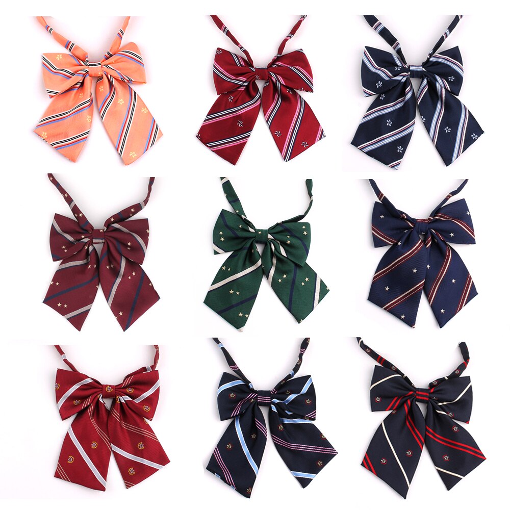 Pajarita grande de gran tamaño para mujer, cuello de uniforme, nudo de lazo de mariposa para mujer, corbatas de lazo a rayas para adultos, corbatas para niñas