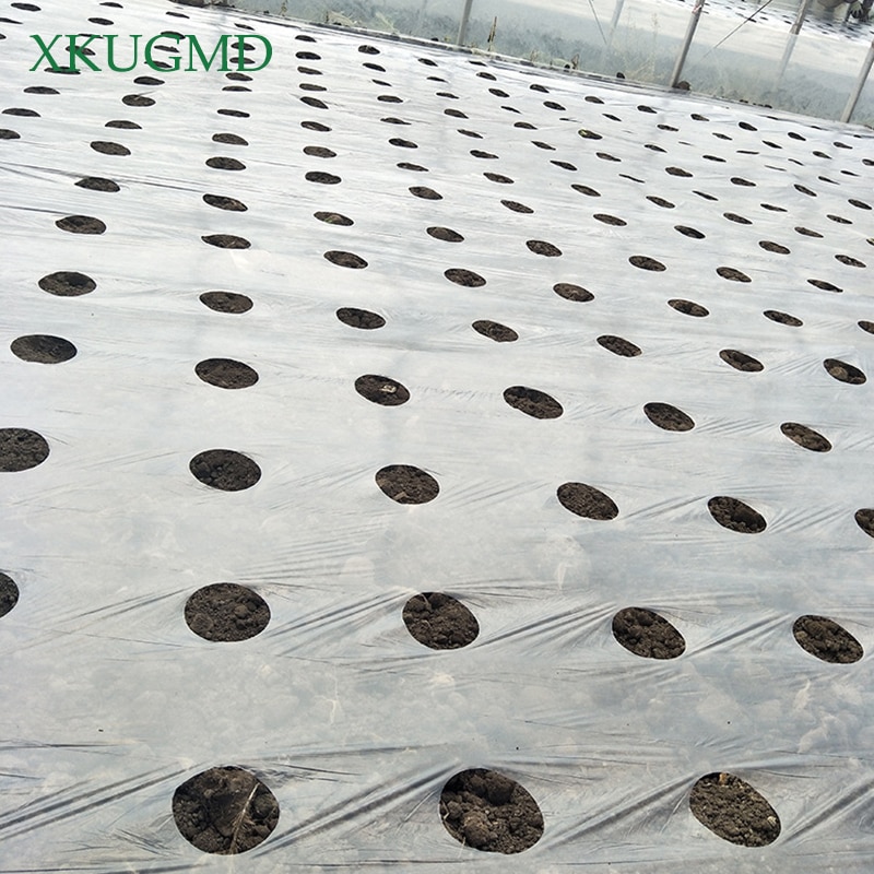 95cm*50m 5Holes 0.03mm Black Mulch Film Gardening Flower Vegetable Seedling Plants Plastic Perforated PE Film Mulching Membrane