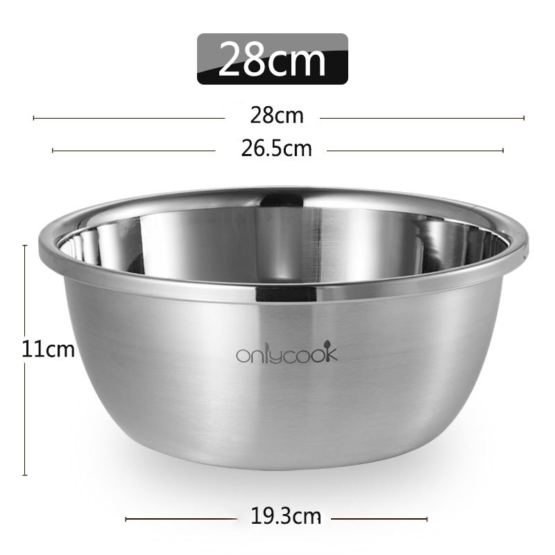 Thickened 304 stainless steel basin, deepened soup basin, food grade and basin, baking egg basin, vegetable washing basin: F