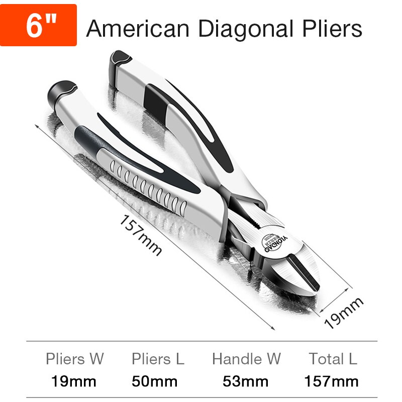 Multitool Pliers Set Wire Stripper Crimper Cable Cutter Crimping Crimp Electricians Tools Long Nose Diagonal Pliers: 6A