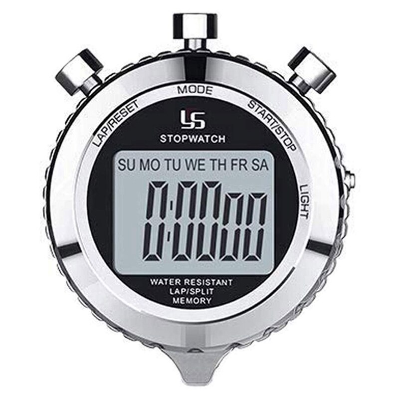YS Digitale Stoppuhr Timer Metall Stoppuhr mit Hintergrundbeleuchtung, 2 Runde Stoppuhr Timer für Sport Wettbewerb