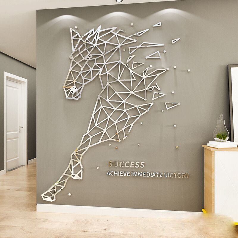 Einfache linie Pferd Acryl Zauberstab aufkleber 3d DIY Heimat Dekor wohnzimmer Spiegel Zauberstab aufkleber kreativität Heimat kunst Zauberstab Dekor