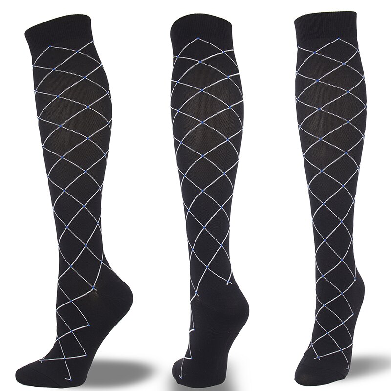 Moda Mulaya hommes Compression Stocks hommes/femmes soulager la pression varices Circulation sanguine jambe soutien rayures étoiles amour: 33337 / S M