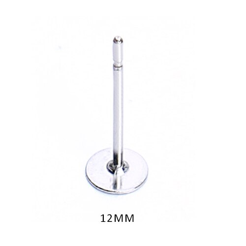 100 Stks/partij Rvs Blank Bericht Oorbel Studs Pins Zilver Kleur Platte Ronde Tray Base 3Mm 5Mm 6mm 8Mm Oor Sieraden Bevindingen: 12mm