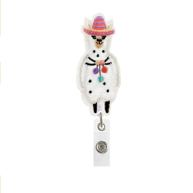 1pc Cute Animal Alpaca Retractable Nurse Badge Reel Clip Badge Holder Students Doctor Id Card Holder: Cute alpaca
