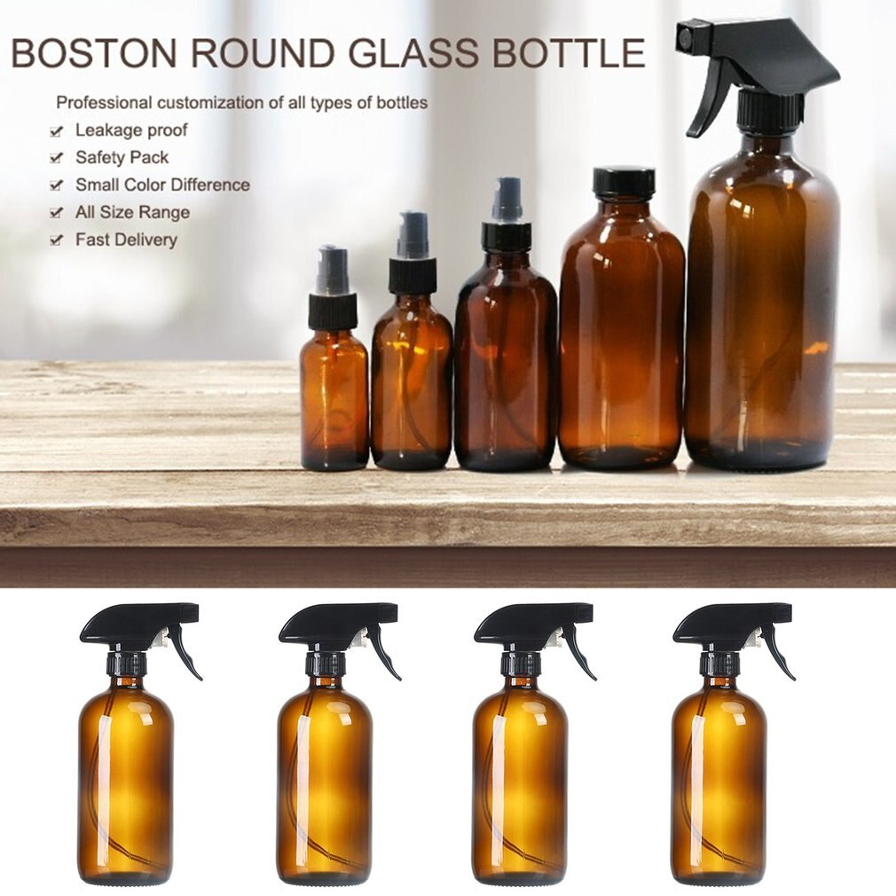 500ml genopfyldelig pressepumpe glas sprayflaske olier væskebeholder parfume forstøver rejse