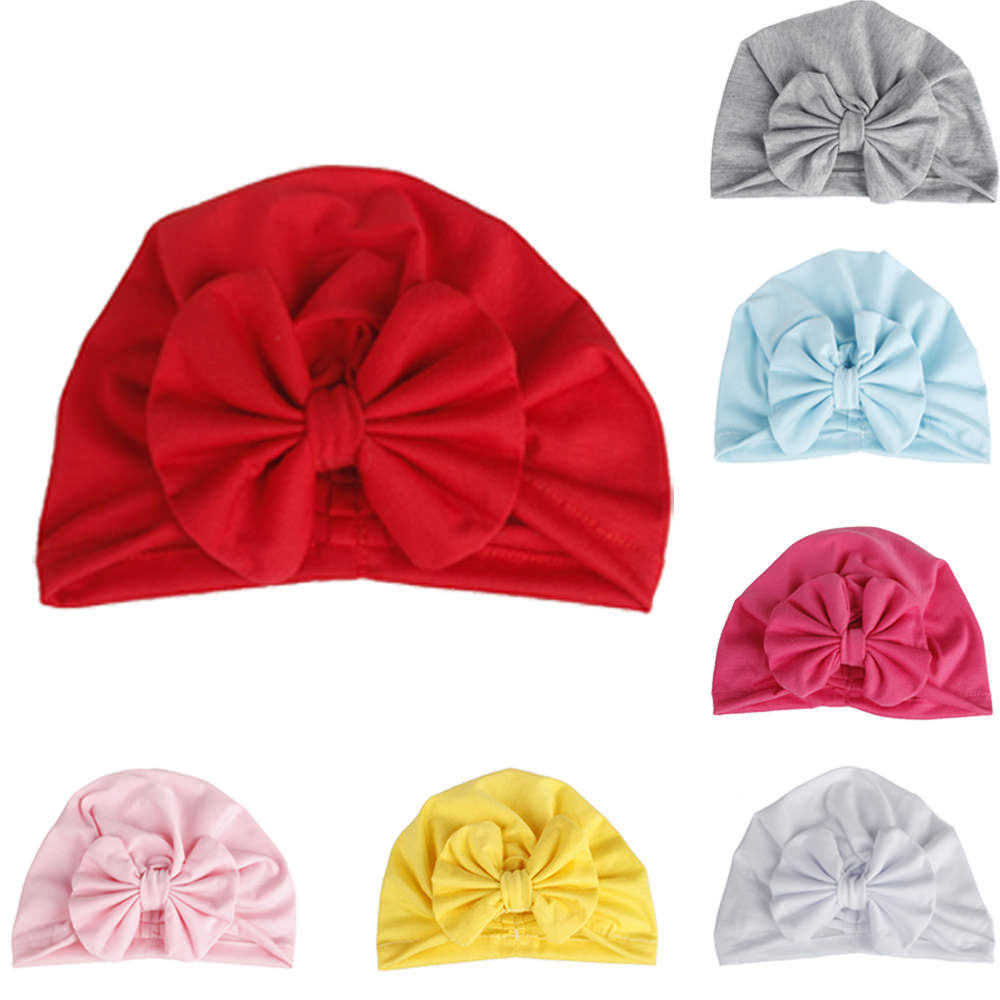 PUDCOCO Mädchen Jungen Baby Kind Bowknot Einfarbig Stretchy Turban Casual Hut Haar Kopf Wrap Kappe