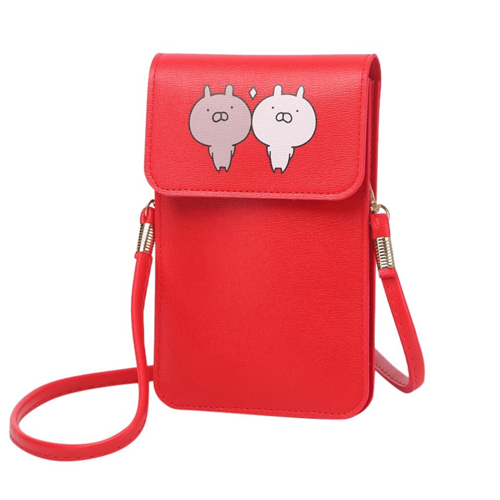 Mode Kleine Crossbody Tassen Voor Vrouwen Mini Mobiele Telefoon Tas Met Back Side Clear Aanraken Screen Venster Lederen Tas Portemonnees: Red 