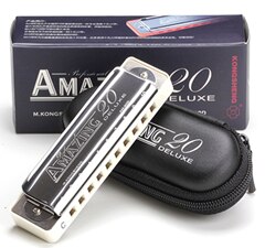 SevenAngel Blues Harmonica - 10 Hole Diatonic Key of C - Phosphor Bronze Reeds - 103x30x20mm: White
