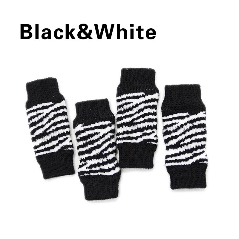 Calcetines de punto antideslizantes para perros, calcetín Protector de piernas cálido para invierno, para York, perros, gatos, Chihuahua, productos para tejer: Sock White  Black / M