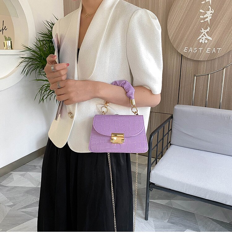 Mode Vrouwelijke Schoudertas Effen Kleur Handtas Messenger Bag Voor Vrouwen Wit/Geel/Zwart/Paars