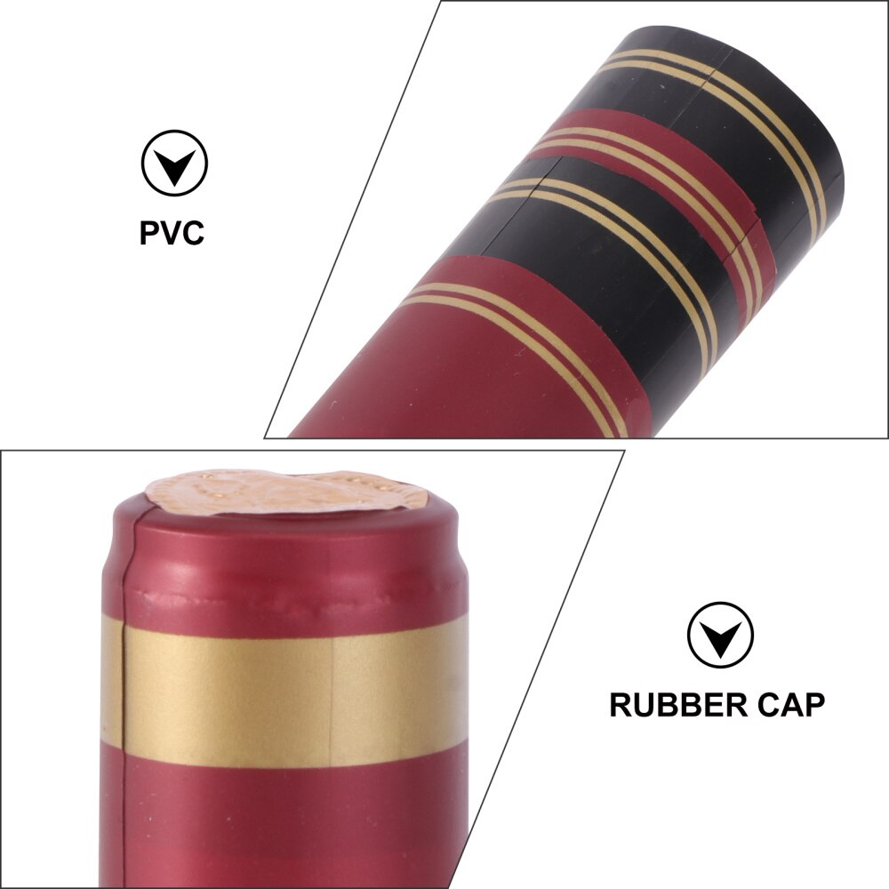 100Pcs Krimpkous Capsules Wijn Fles Capsules Wijn Krimpkous Cap Wijn Krimpfolie Wrap Voor Rechte Mond Fles (Rood,