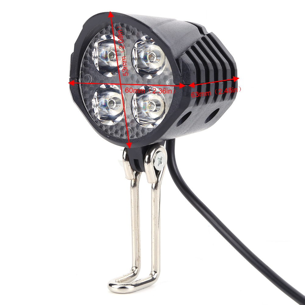 Luz de bicicleta eléctrica con bocina, 48V, ahorro de energía, luz delantera LED para patinete eléctrico, fácil instalación, accesorios para ciclismo: Blanco