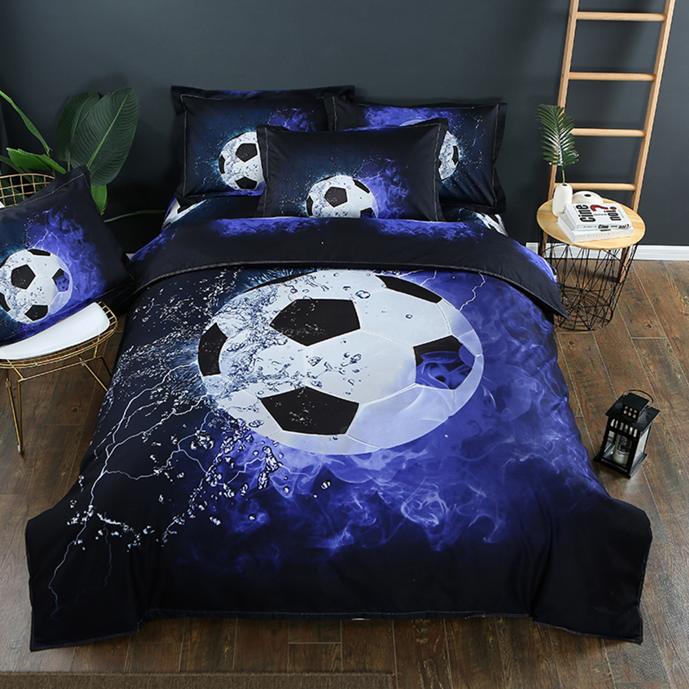 Sábana de fútbol juego de cama impreso Individual Doble hogar funda de almohada textil 3 unids/set fútbol baloncesto edredón juego de sábanas: 2