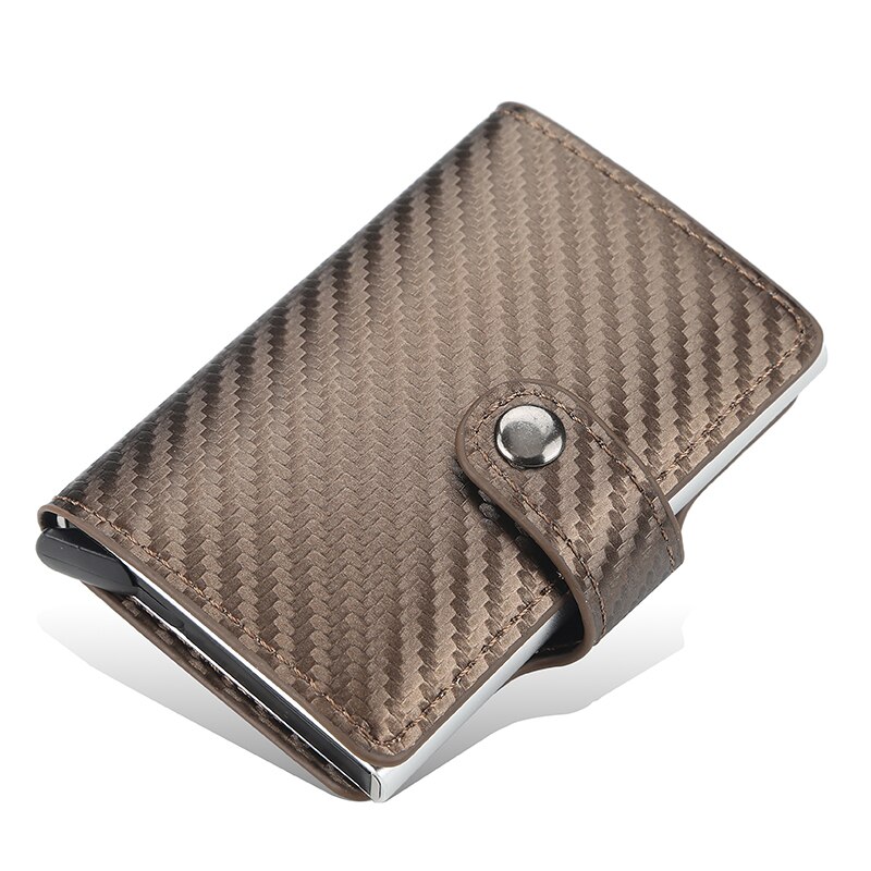 Credit Kaarthouder Hasp Smart Id Card Case Metal Rfid Aluminium Doos Slanke Mannen En Vrouwen Id Houder Pu lederen: gold