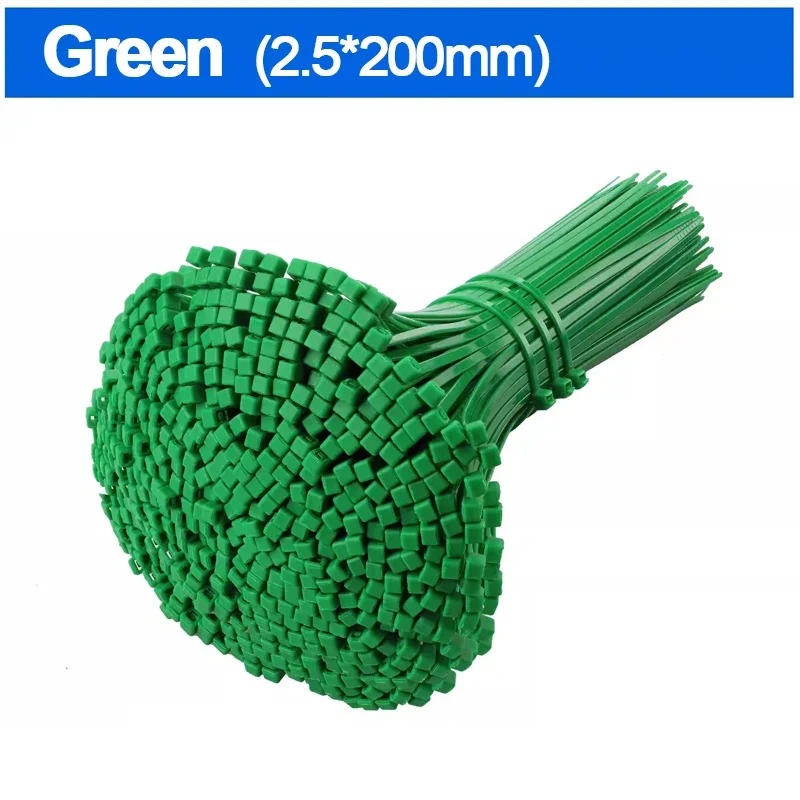 Cabos de náilon de plástico zip laços multi-purpose auto travamento cabo laços cinta fixação laço reutilizável fio envoltório para escritório em casa: 5x250mm / Verde