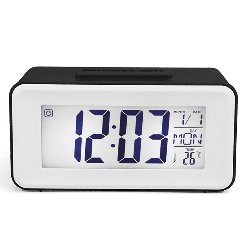 Simple Electronic Table Clock Desktop 12/24 H Sound Control Backlight Snooze Desk Digital Clocks 8 Alarm Watch Student Bedside: KYR1166-Black