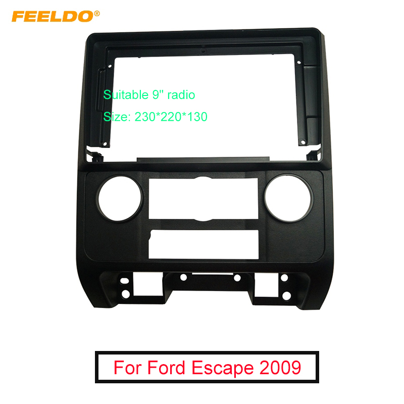 FEELDO Car 9 Inch Audio Face Plate Fascia Frame For Ford Escape 2Din Big Screen Radio Stereo Panel Dash Mount Frame Kit