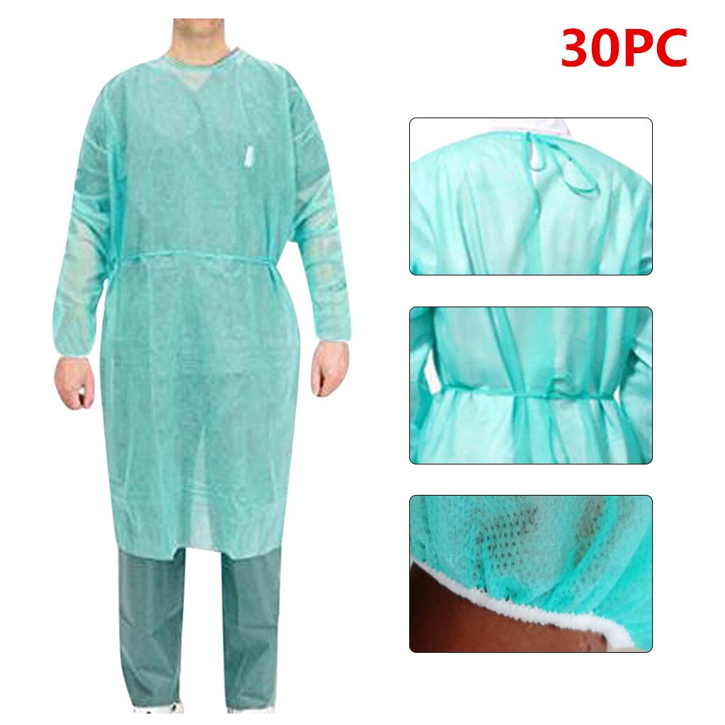 5/60 pz monouso non tessuto abiti abito tuta verde tuta protettiva C tuta monouso anti polvere abbigliamento sanitario @ 40: 30pezzi-verde
