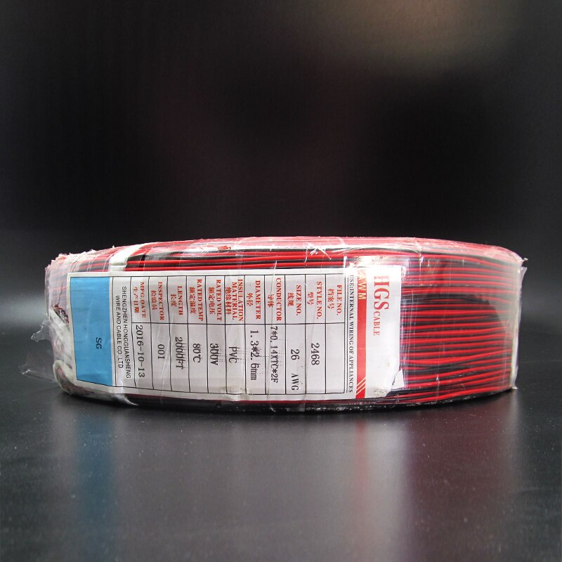 5 Meters Red Black Wire 18AWG 20AWG 22AWG 24AWG 26AWG Electrical Wire Tinned Copper Insulated PVC Extension LED Strip Cable