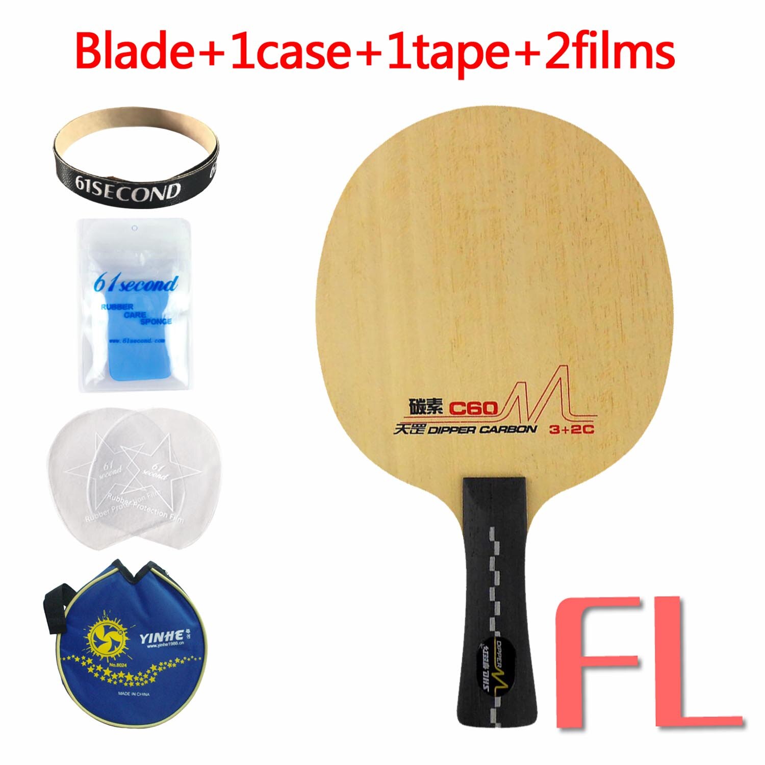 Original DHS DM.C60 DIPPER CARBON Quick Attack Plus Loop Table Tennis PingPong Blade Shakehand-FL Long Handle: FL with YLM case