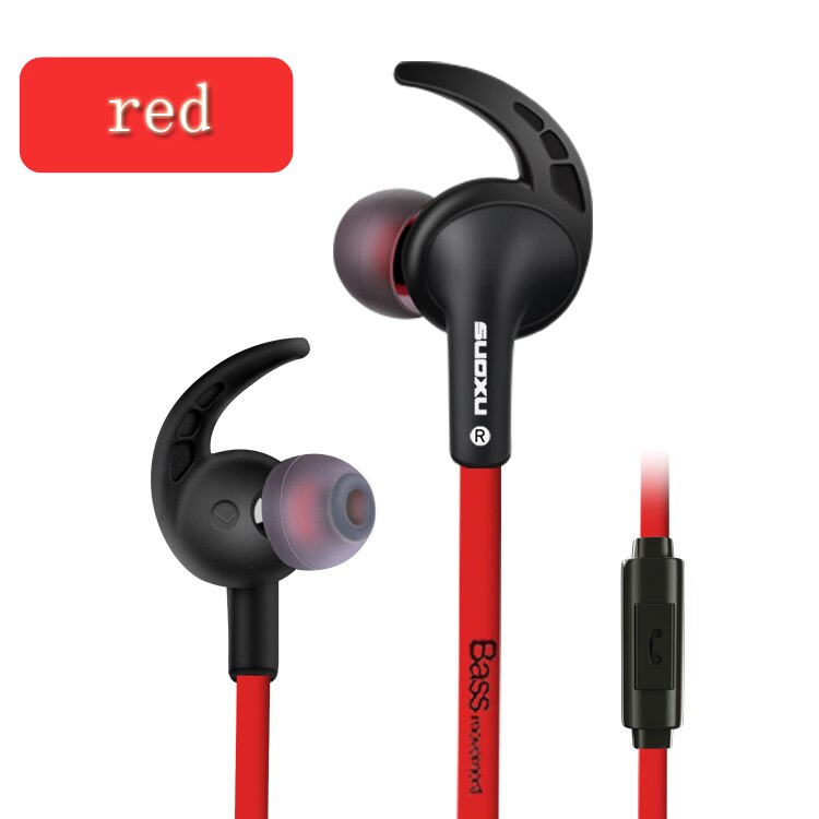 Écouteurs filaires intra-auriculaires stéréo avec basses, oreillettes de jeu, musique, casque de Sport avec Microphone, 3.5mm: Rouge