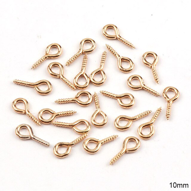 Ganchos con rosca para hacer bisutería, Mini pasadores pequeños de 8x4mm, 500 piezas, ojales, tornillos, cierres dorados, accesorios de joyería: Rose Gold / 10x5mm-approx 500pcs