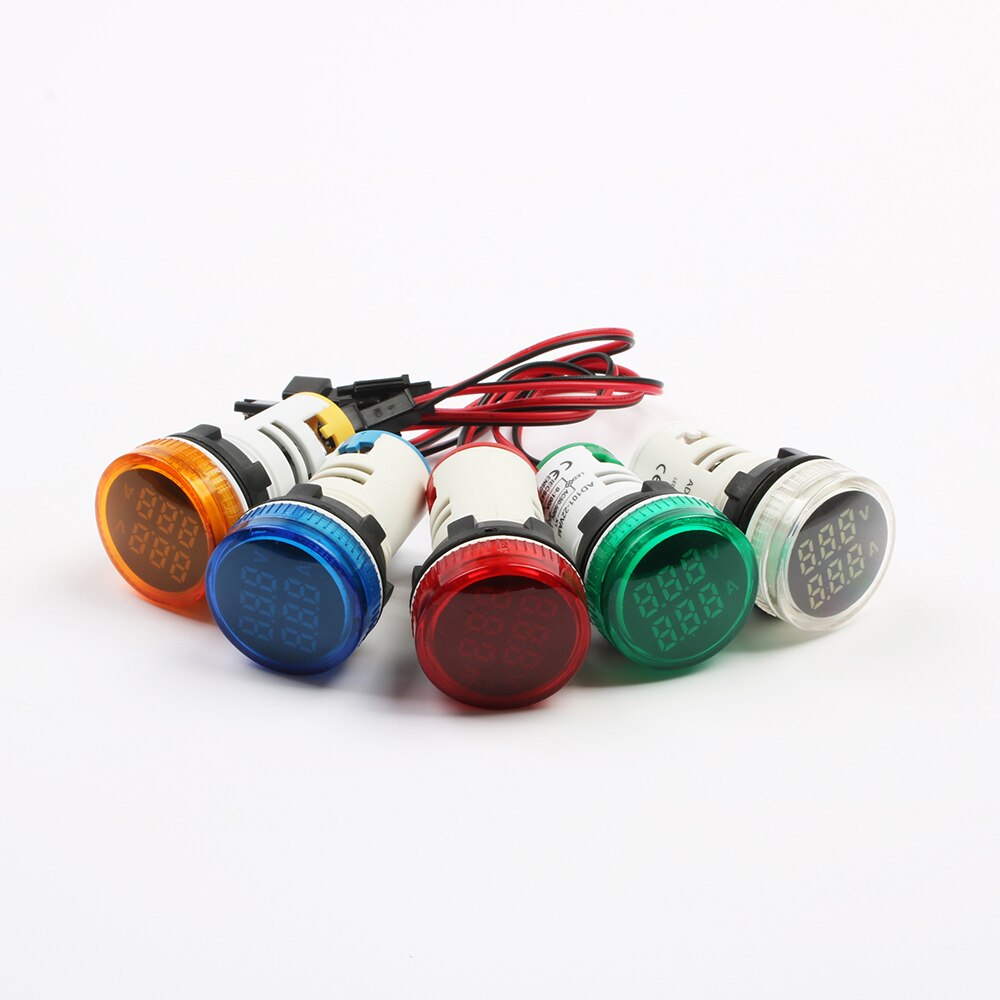 Mini Digitale Voltmeter Amperemeter 22Mm Ac 60-500V 0-100A Amp Volt Voltage Tester Meter Dual Led Indicator pilot Lamp Licht