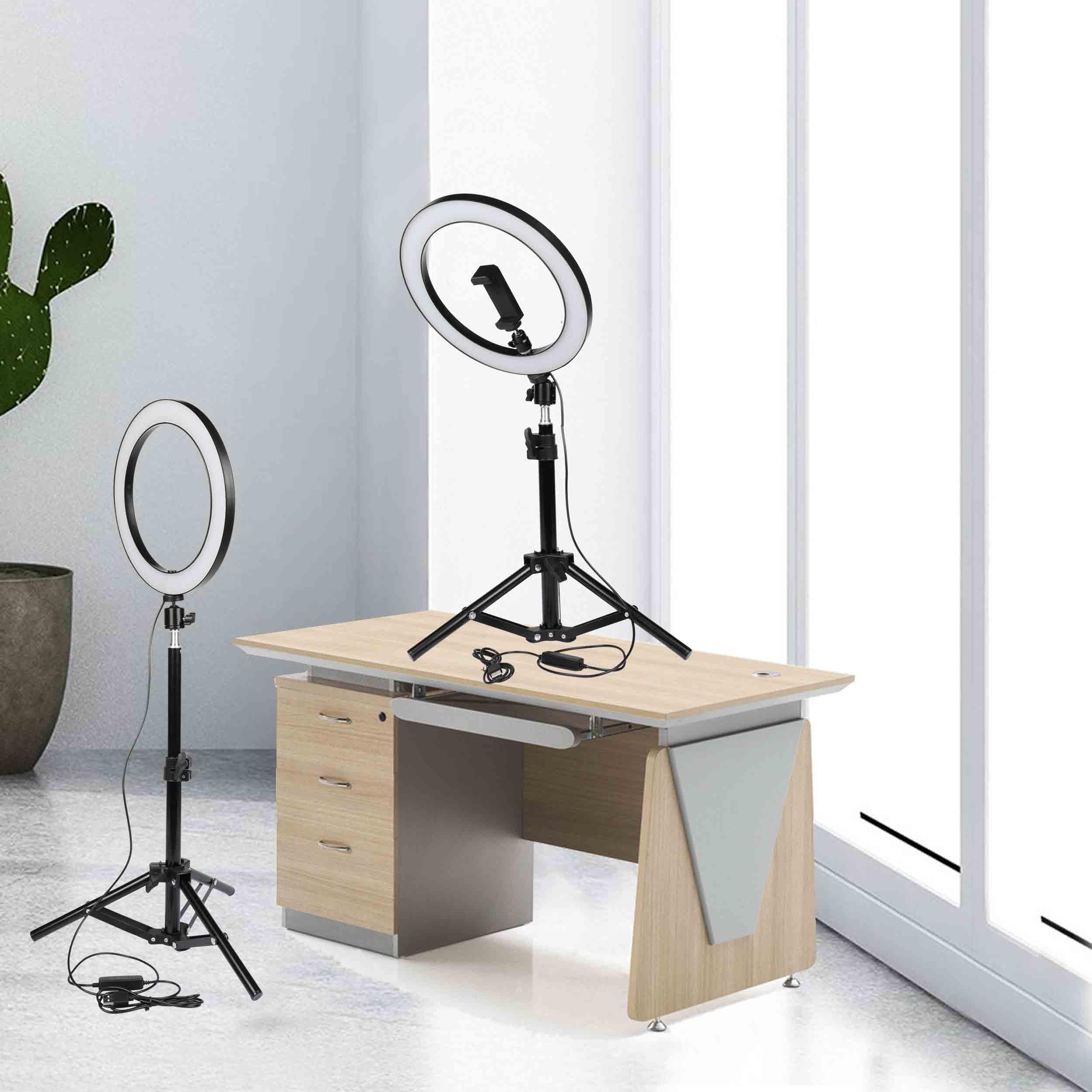 10 pouces 26cm USB LED lumière Selfie anneau lampe avec trépied support de téléphone pour iPhone 11 Pro Max maquillage photographie vidéo