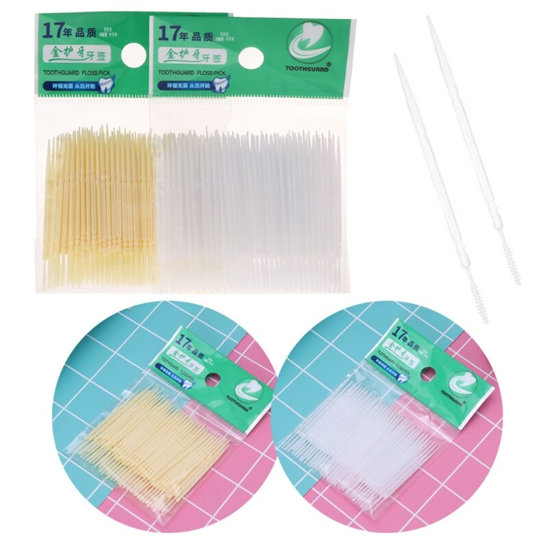 100pcs/box Dental Floss Interdental Toothpick Brush Brush Teeth Stick Dental